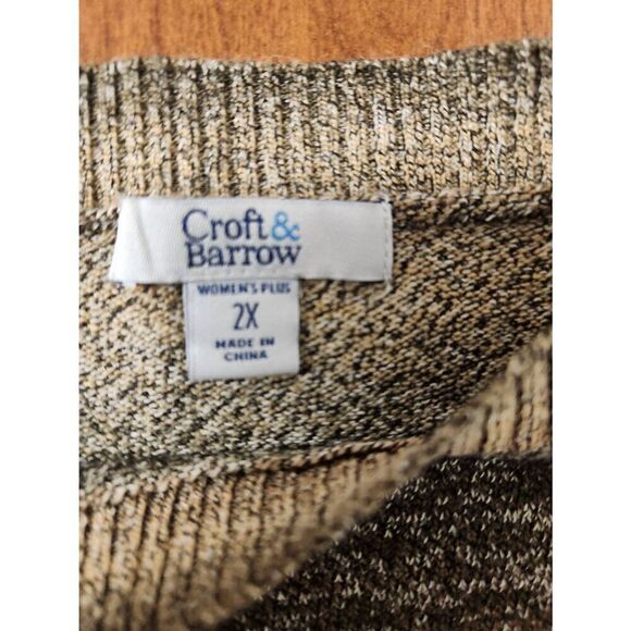 Croft & Barrow 2X brown striped top with 3/4 sleeves - Picture 4 of 6